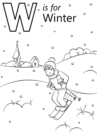 W Is For Winter Coloring Page